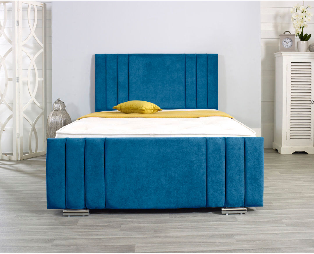 Wayfair Sleep Shirehampton Upholstered Bed Frame Blue Double (4'6)