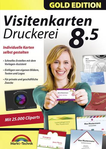 Markt & Technik Visitenkarten Druckerei 8.5 Gold Edition Vollversion, 1 Lizenz Windows Büroorganisation