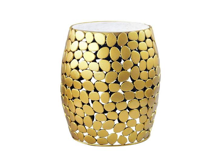 Wohnling Beistelltisch WL7.360 Beistelltisch rund Metall Marmor Wohnzimmertisch Dekotisch (Eleganter Blickfang für moderne Wohnräume), Dekorative Ablage mit hochwertiger Marmorplatte