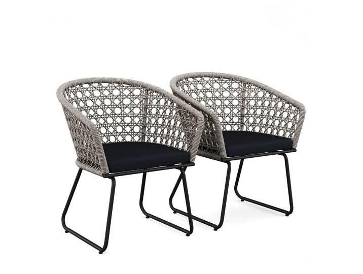 Gartenstuhl ÄGINA 2er Set grau/schwarz