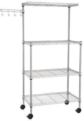 NO 4 Layer Adjustable Kitchen Bakers Rack Microwave Oven Stand Storage Cart, Silver Powder