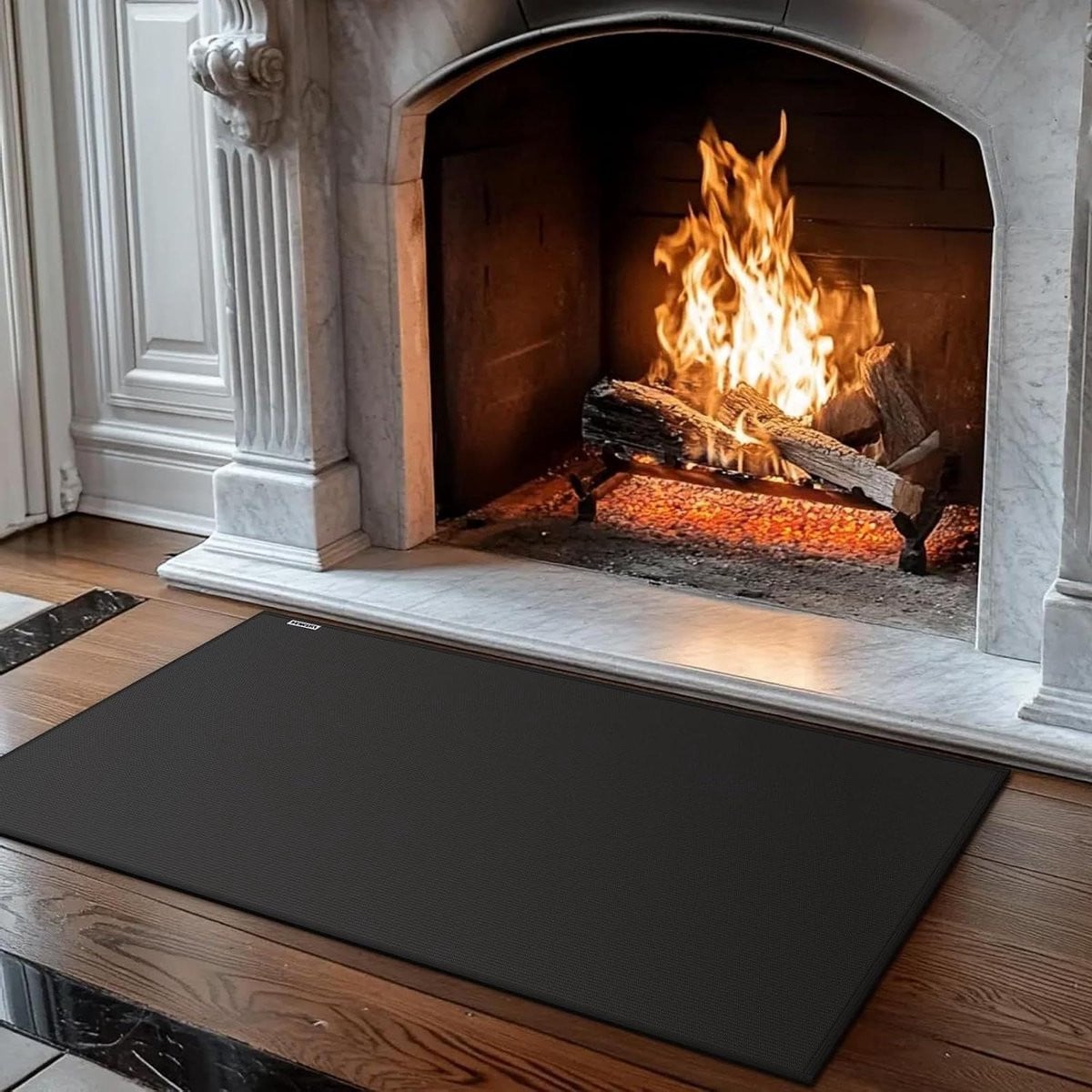 Zwart Haardtapijt - Brandwerende Vloerbeschermer van Glasvezel - 71 x 122 cm
