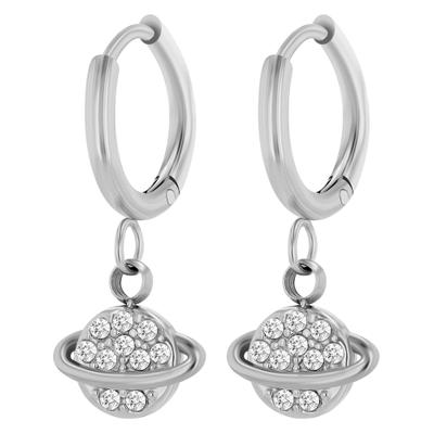 Kettenanhänger ADELIA´S "Anhänger – Planet Anhänger aus Edelstahl mit Strass Steinchen", silber, Schmuckanhänger, Damen, Edelstahl, Kettenanhänger, Ideal als Geschenk für besondere Anlässe
