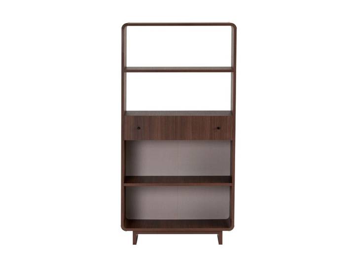 Etagère 1 tiroir, 4 niches ouvertes h154 cm - noyer