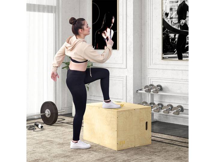 Aosom Box Jump 3-en-1 Bois 61x51x76cm Musculation Fitness