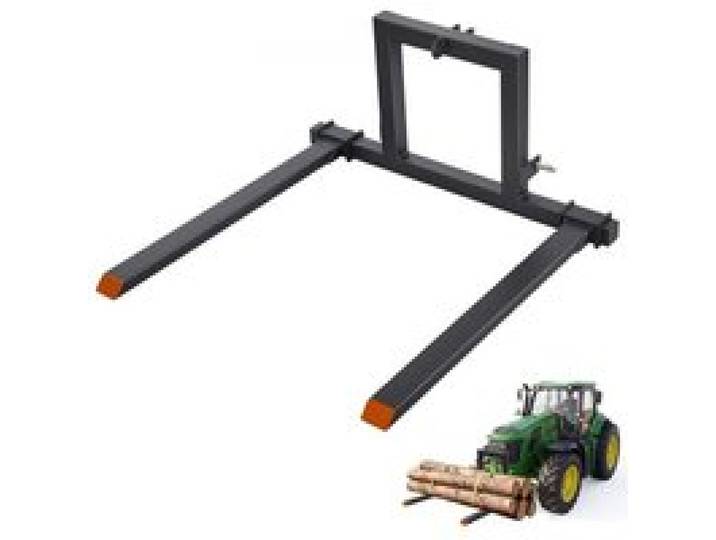 VEVOR Dreipunkt-Palettengabel 1270mm Dreipunktgabel 1814kg Orange Spitzen, Traktorgabel-Anbaugerät für Landwirtschaft Hofarbeit & Materialumschlag, Stahlkonstruktion, 734-1168mm Verstellbare Breite