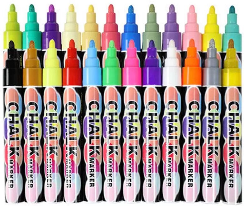 INF Lot de 24 Marqueurs Fluorescents Lavables et Effaçables à Sec pour Tableaux LED