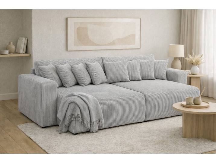 Kaiser Möbel Schlafsofa, Cordstoff Poso, PIANO DOUBLE, Große Liegefläche, Tiefe Sitzfläche, Cordstoff mit markanter Struktur