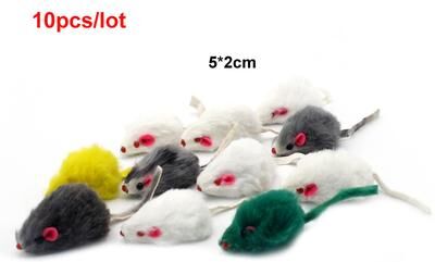 Pet Hub Premium Rabbit Fur Mouse Cat Toys: Interactive Feather Rainbow Ball & Fish Toy Set For Cats And Kittens Color: Fur Mouse