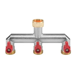 Hikoki, Schlauchanschluss + Schlauchverbinder, 3-FACH GZ 3/4 KRÜMMER MESSING (Verteiler)