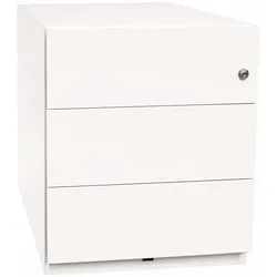 BISLEY Note Rollcontainer mit 3 Schüben aus Metall abschließbar in weiß - Bürocontainer mit Schloss für DIN A4 Dokumente, Kleinteile & Büromaterial,