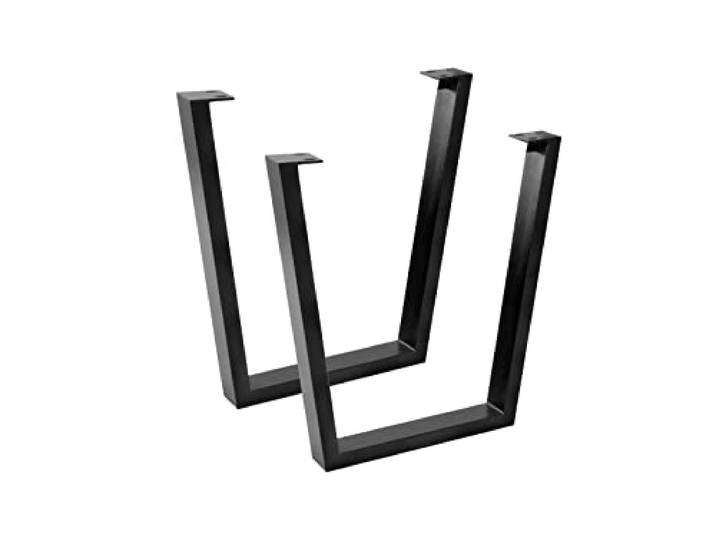 SAM Tischgestell V-Form 2er Set 70x10x74 cm Roheisen schwarz lackiert, Kufengestell für Holztische, für DIY-Projekte