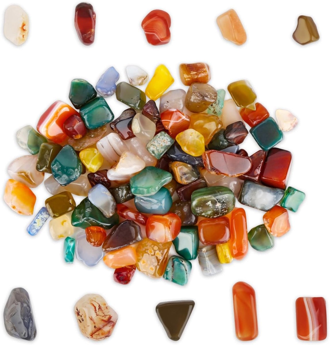 Educatieve Gesteente Set met Natuurlijke Agate Kralen Mix, 300 gram, Kleurrijk