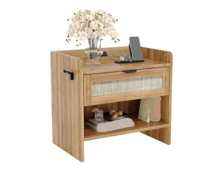 LXLAEOANG Nachttisch Aus Rattan(Walnut)