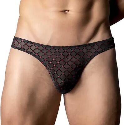 Male Power Sheer Diamond Pattern Thong
