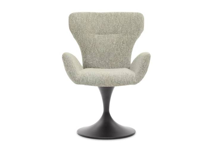 Musterring JustB! SP150 Schalensessel - in verschiedenen Bezugs-und Gestellvarianten - Jaquard Lodge grey - Tulpenfuß Metall Lack schwarz - ohne Funktion Drehfunktion, Rückholfunktion Modern, Skandinavisch