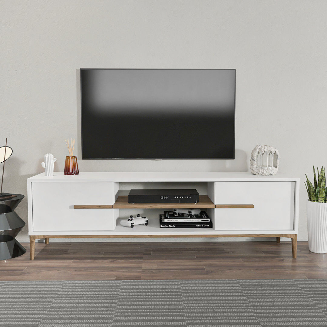 17 Stories Klee TV Stand for TVs up to 55" White/Brown 55"