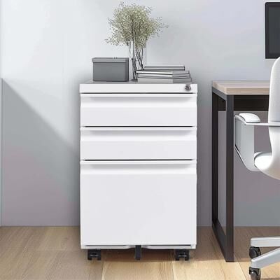 Ostweer Modern Filing Cabinet, Mobile Filing Cabinet with Full-extension Drawer Slides and Removable Pencil Case, for Home Office