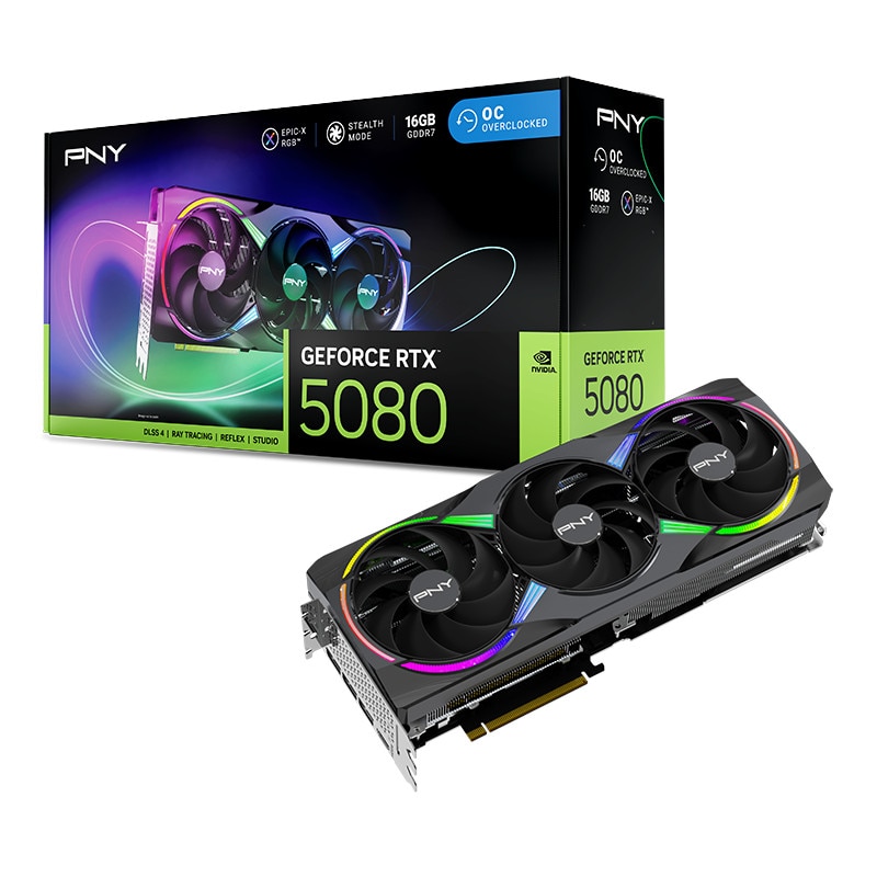PNY GeForce RTX 5080 ARGB OC 16GB Grafikkarte 3xDP/HDMI VCG508016TFXXPB1-O