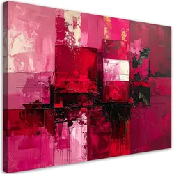 BILD auf Leinwand, Rote strukturierte Abstrakt im Boho Stil