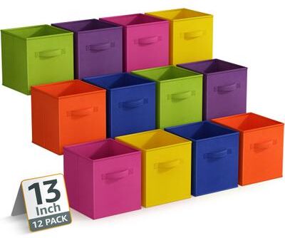 "Sorbus Large Storage Bins - Sturdy Fabric Cubes with Handle 12 Pack - 13""L x 13""W x 13""H"