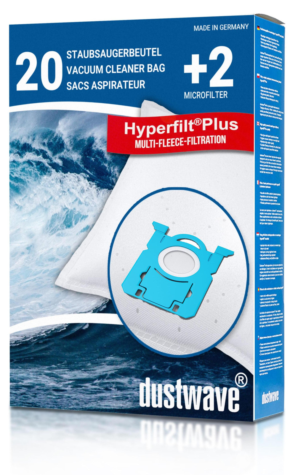 Dustwave 20 microvezel stofzuigzakken geschikt voor AEG VX4-1-EB, VX4-1-GM-T, VX4-1-IW-P, VX4-1-OR, VX4-1-PM-P, VX4-1-WR-A, VX4-1-WR-P, VX6-1-CB-P en VX6-1-C