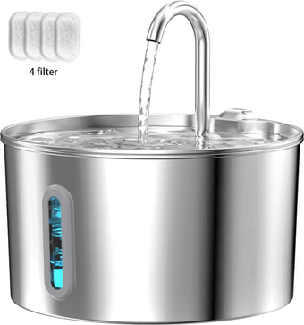 Inspire Curations AquaFlow Stainless Steel Automatic Pet Water Fountain 2.2L blue