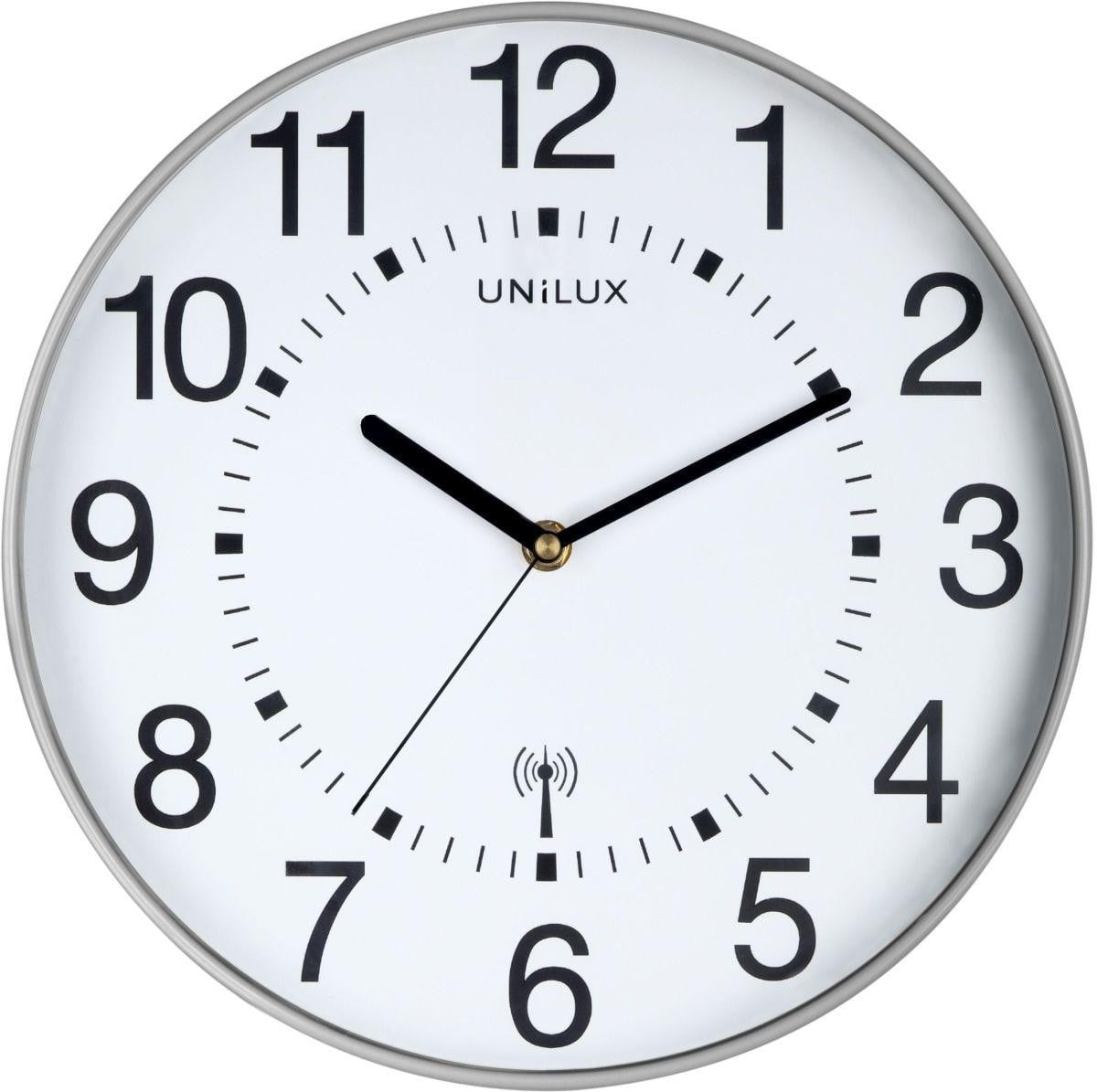 Unilux Wandklok Maxi Wave in retro-stijl, metaalgrijs, Diameter: 30 cm, 5 stuks