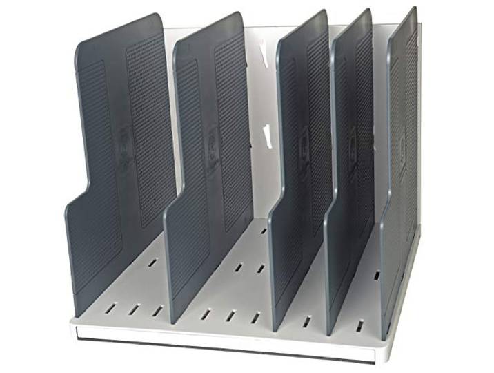 Exacompta - Réf. 390740D - Trieur vertical MODULOTOP avec 5 intercalaires - Pour tri du courrier ou documents A4+ - Dimensions : Profondeur 30 x largeur 29 x hauteur 25\,5 cm - coloris gris lumière