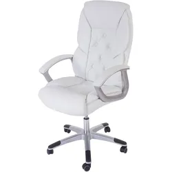 Profi-Bürostuhl H42 XXL, Chefsessel Drehstuhl, 150kg belastbar Kunstleder ~ weiß