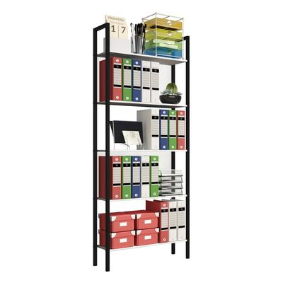 Bücherregal VCM "Holz Metall Stand Regal Büro Bücher Flakos 5fach", weiß, B:62cm T:24cm, Regale, Bücherregal