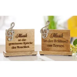 GILDE Holz Botschaften Musik Mangoholz, mit Alu Notenschlüssel Applik.