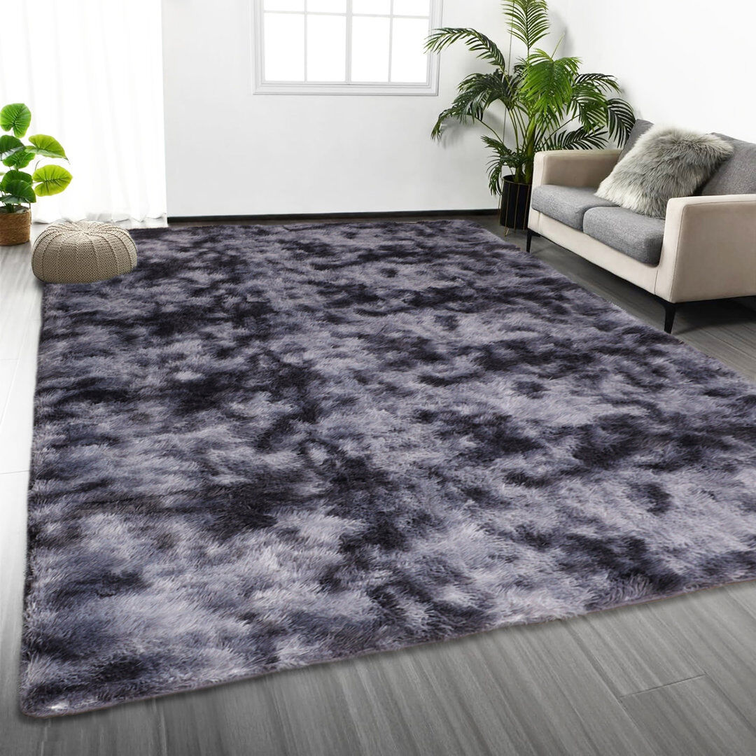 Marlow Home Co. Adela Standard Shag Area Rug Tye Dye Grey Rectangle 200 x 290 cm
