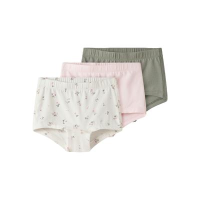 Hipster NAME IT "NMFTIGHTS 3P JET STREAM FLOWER NOOS", Mädchen, Gr. 92, 3 Stk., bunt (jet stream), Jersey, Obermaterial: 95% Baumwolle, 5% Elasthan, bedruckt, geblümt, unifarben, eng, Unterhosen