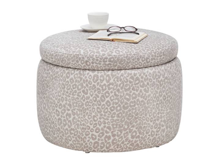 Hocker Beige Holz, Textil
