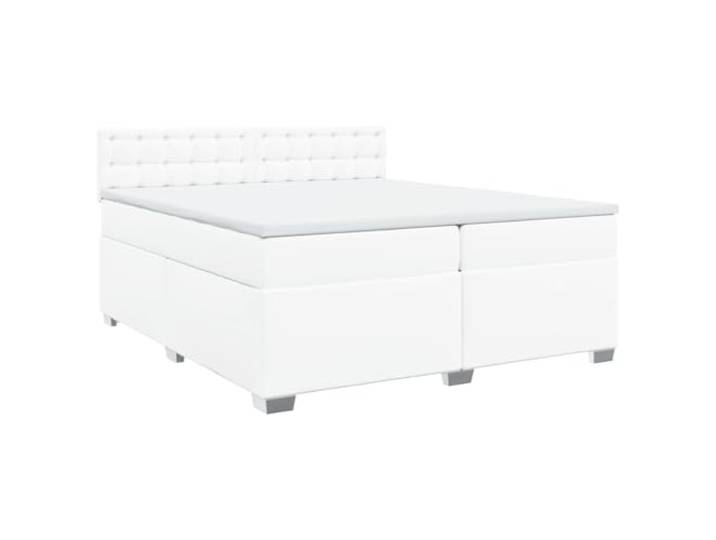 Makastle Boxspringbett mit Matratze Weiß 200x200 cm Kunstleder Taschenfederkernmatratze