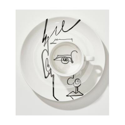 Geschirr-Set, schwarz-weiß (weiß, schwarz), Porzellan, Geschirr-Sets, Geschirr-Set