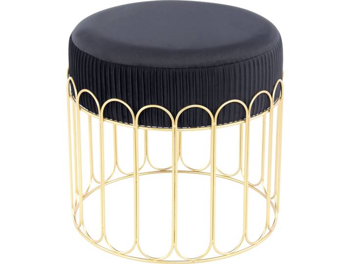 Sitzhocker KAYOOM Hocker Cleopatra 425, Design-Hocker Sitzfläche weich gepolstert , schwarz (schwarz, gold), B:40cm H:39cm T:40cm, Bezug: 100% Polyester (Samt) Korpus: MDF, Kiefer Gestell: Eisen, Hocker, Sitzhocker, samtweich, dekorativ, elegantes Design, edle Optik
