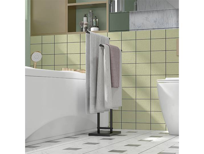 HOMCOM Porte-Serviettes Métal 2 Niveaux Noir Salle de Bain