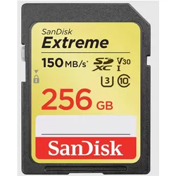 Sandisk Extreme (256 GB, SDXC, U3, UHS-I), Speicherkarte, Gold, Schwarz