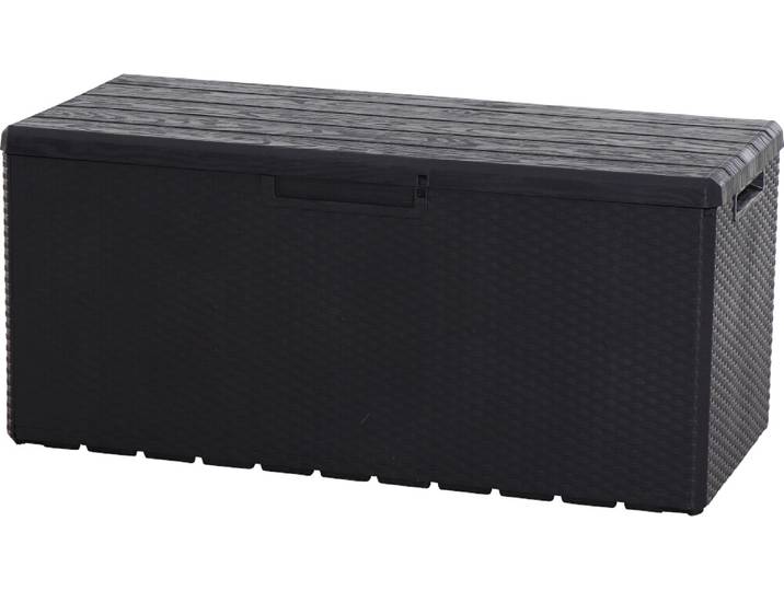 Kissenbox Portofino 340 Liter Rattan/Holzoptik, aus Kunststoff anthrazit