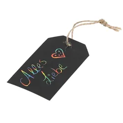 6er-Set Kratzpapier Geschenkanhänger Regenbogen - Etiketten zum Aufhängen für fantasievolle Gestaltung - Schwarz/Bunt Papier 11x13x0,4cm