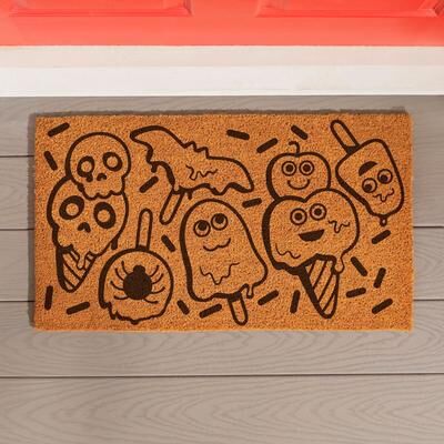 Evergreen We're Freaking Melting Sweet Treats Summerween Coir Door Mat