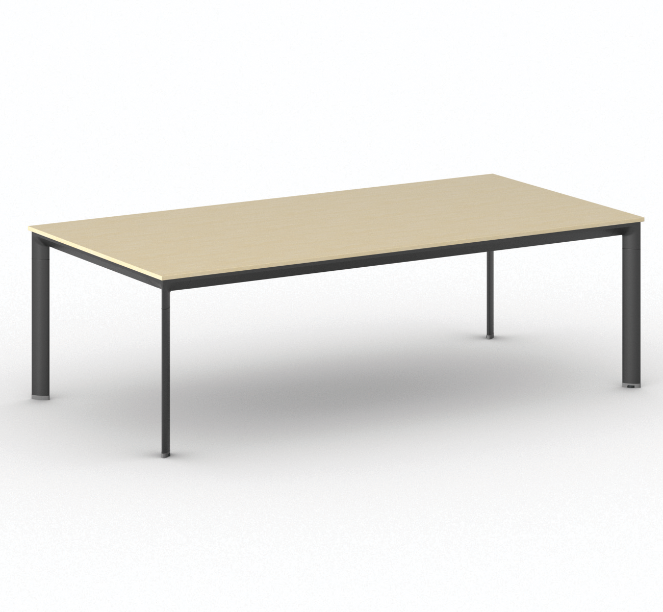 B2B Partner Stół konferencyjny do biura PRIMO INVITATION, 240x120 cm, czarna podstawa, brzoza