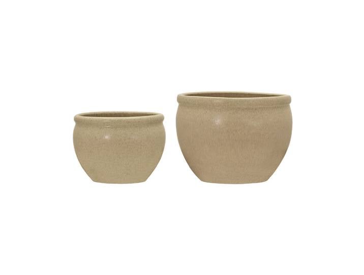 Cache-pots (Lot de 2) en Faïence Beige Vale