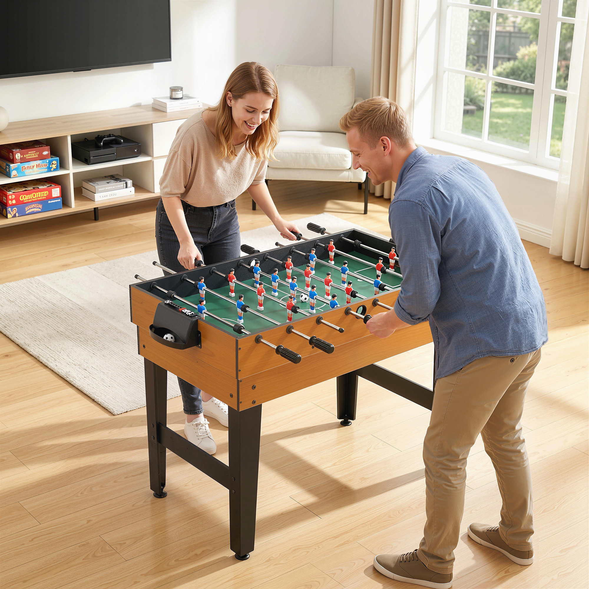 Homcom Tavolo da Gioco Multifunzione 4 in 1 con Calcio Balilla Biliardo Ping Pong e Hockey da Tavolo per Famiglie e Amici 107x61x84cm  Aosom