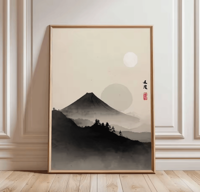Inspire Curations Japanese Zen Pine Tree Canvas Poster Minimalist Oriental Wall Art Decor tl1749 30x40cm No Frame
