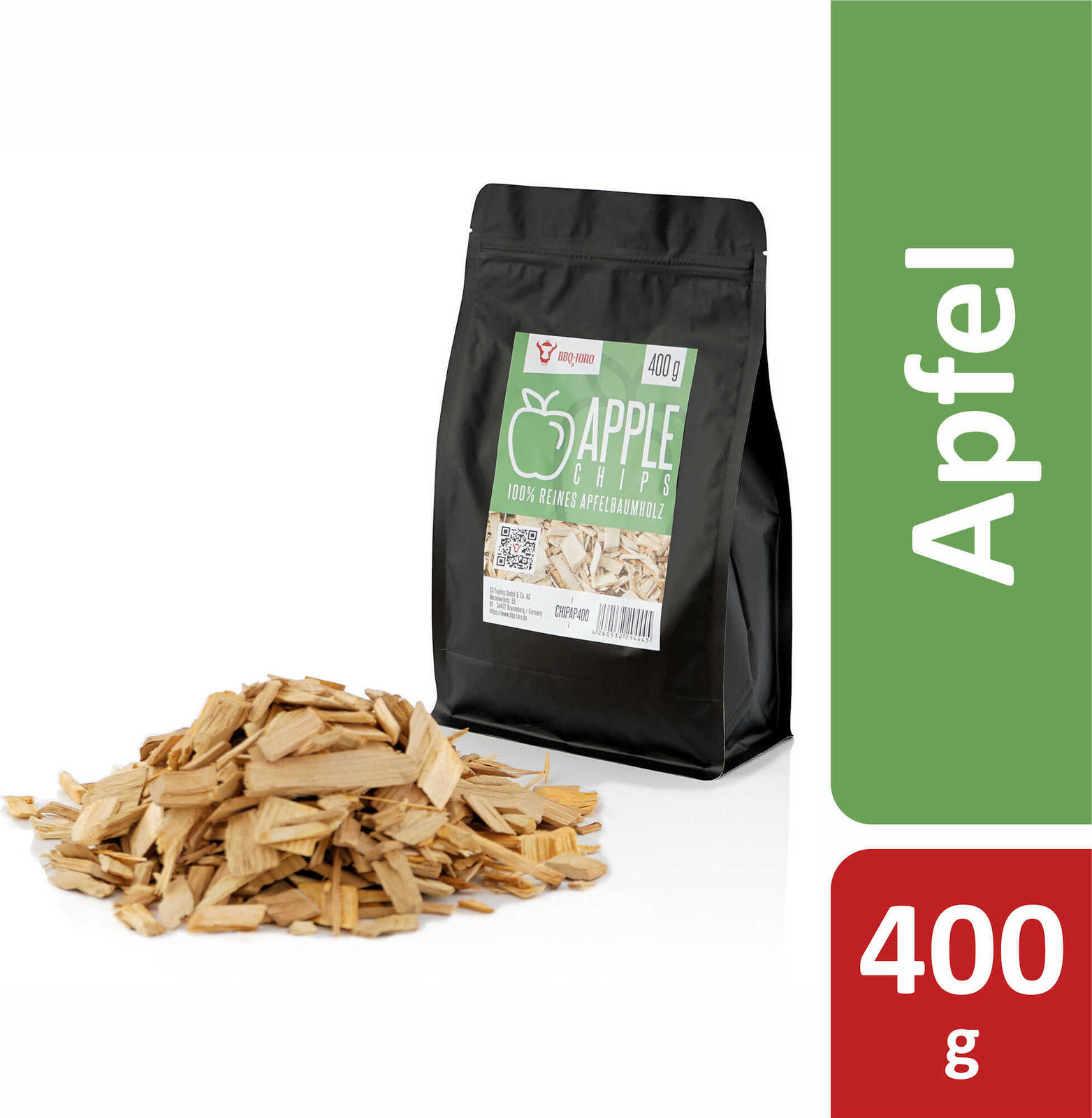 BBQ-Toro appelrookchips, 400 g, appelhout voor gasgrill, smoker en barbecue voor een intensieve rooksmaak