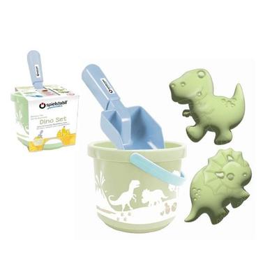 Spielstabil 5080 - Dinosaurier Set 4-teilig, Dino-Set mit Eimer/Schaufel/Sandförmchen, Sandspielzeug