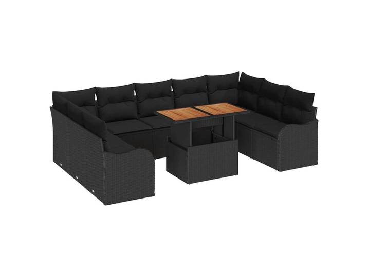 vidaXL Loungesofa Garten-Sofa-Set 10 Stk. 9-Sitzanzahl Schwarz, 10 Teile